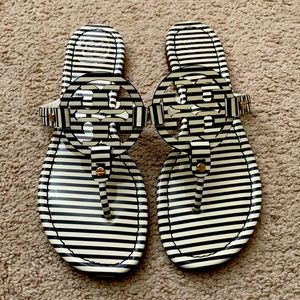 TORY BURCH navy/white striped Miller sandal